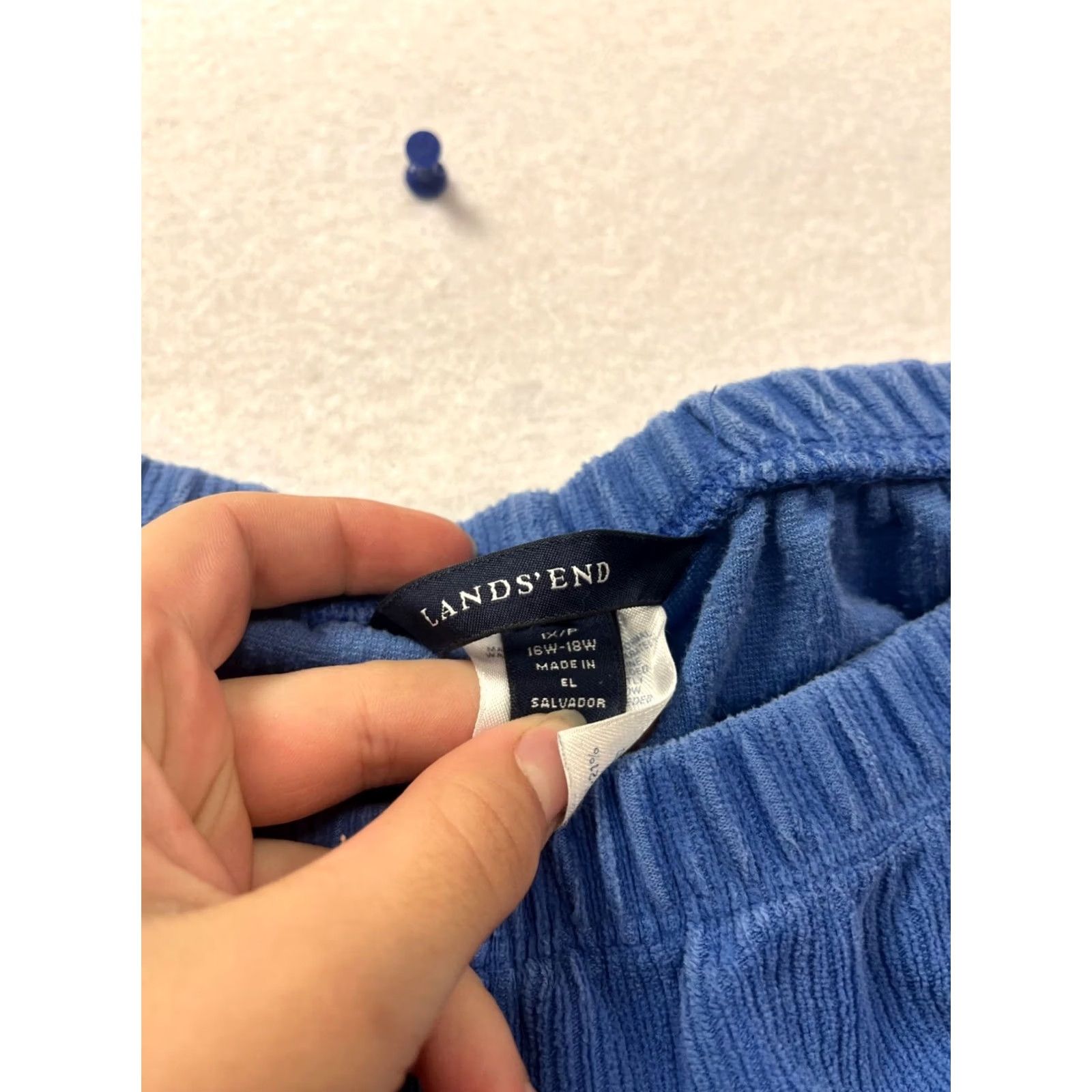Lands' End Lands' End Corduroy Pants Womens M Blue Regular Straight-Leg Ankle Cotton Polyester Front Flat Front Machine Washable Size 32" / US 10 / IT 46 - 3 Thumbnail