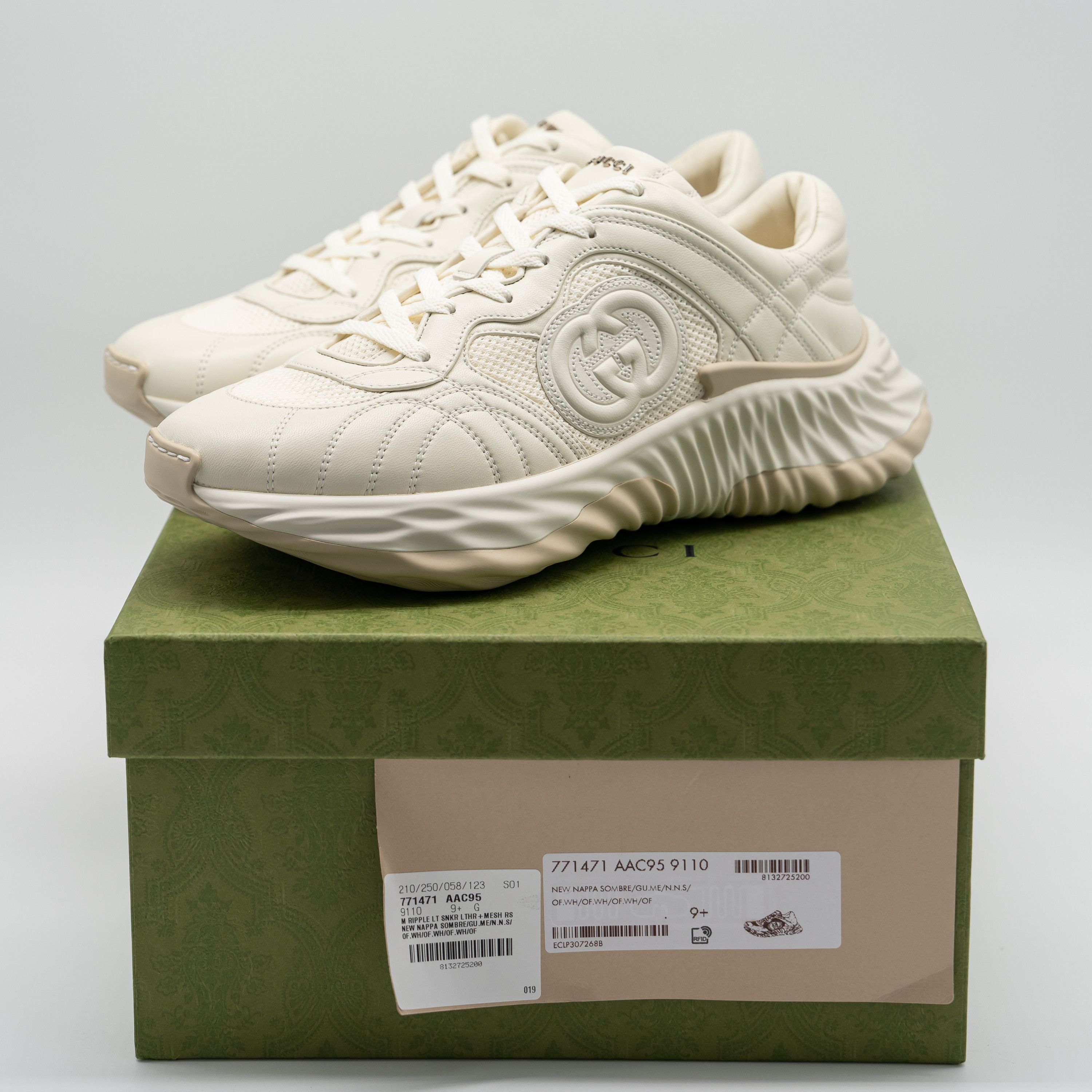 Gucci 10us Gucci Ripple Sneakers Off White GG Leather Interlocking Size US 10 / EU 43 - 13 Thumbnail