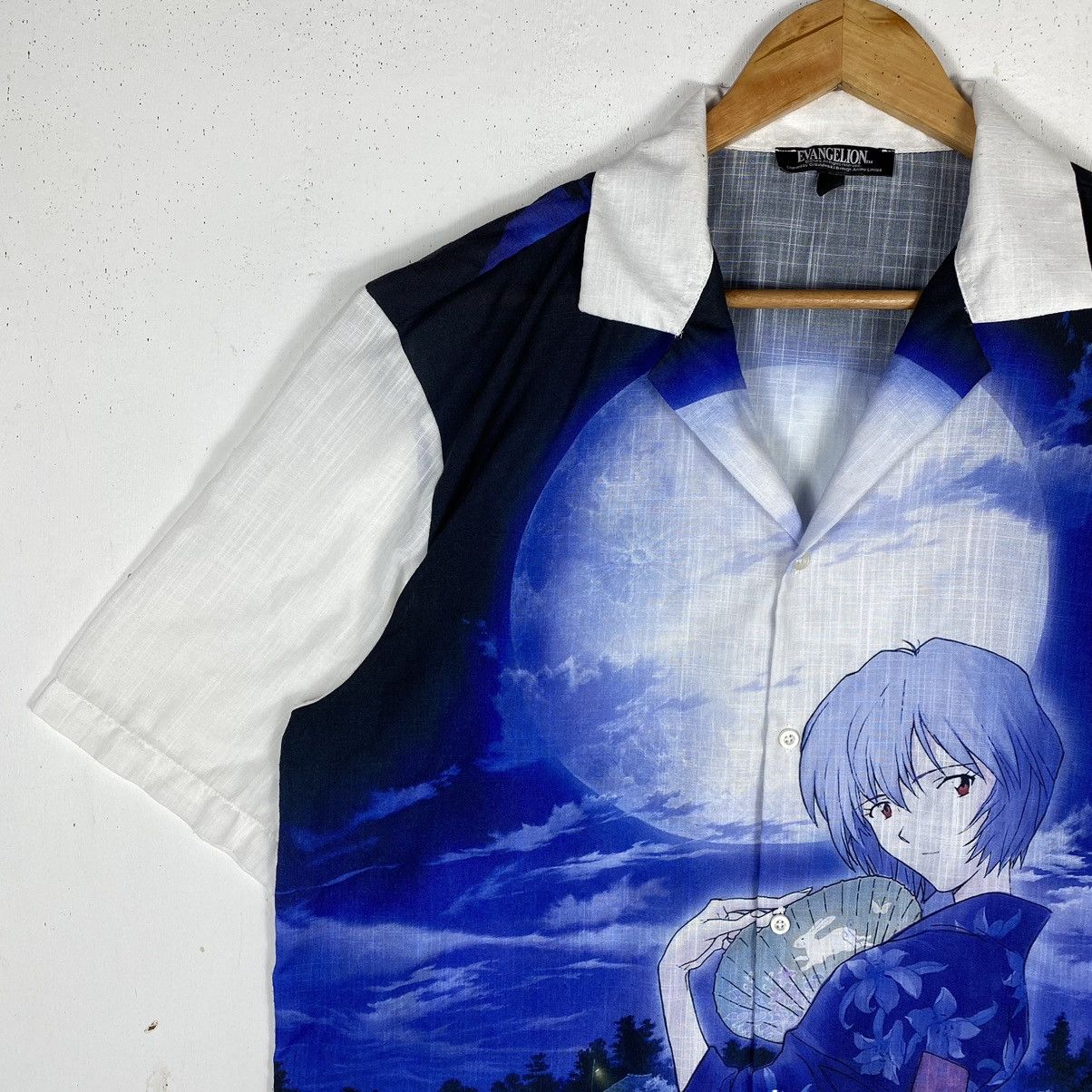 Japanese Brand × Vintage EVANGELION REI AYANAMI ANIME OPEN COLLAR BUTTON UPS Size US L / EU 52-54 / 3 - 4 Thumbnail