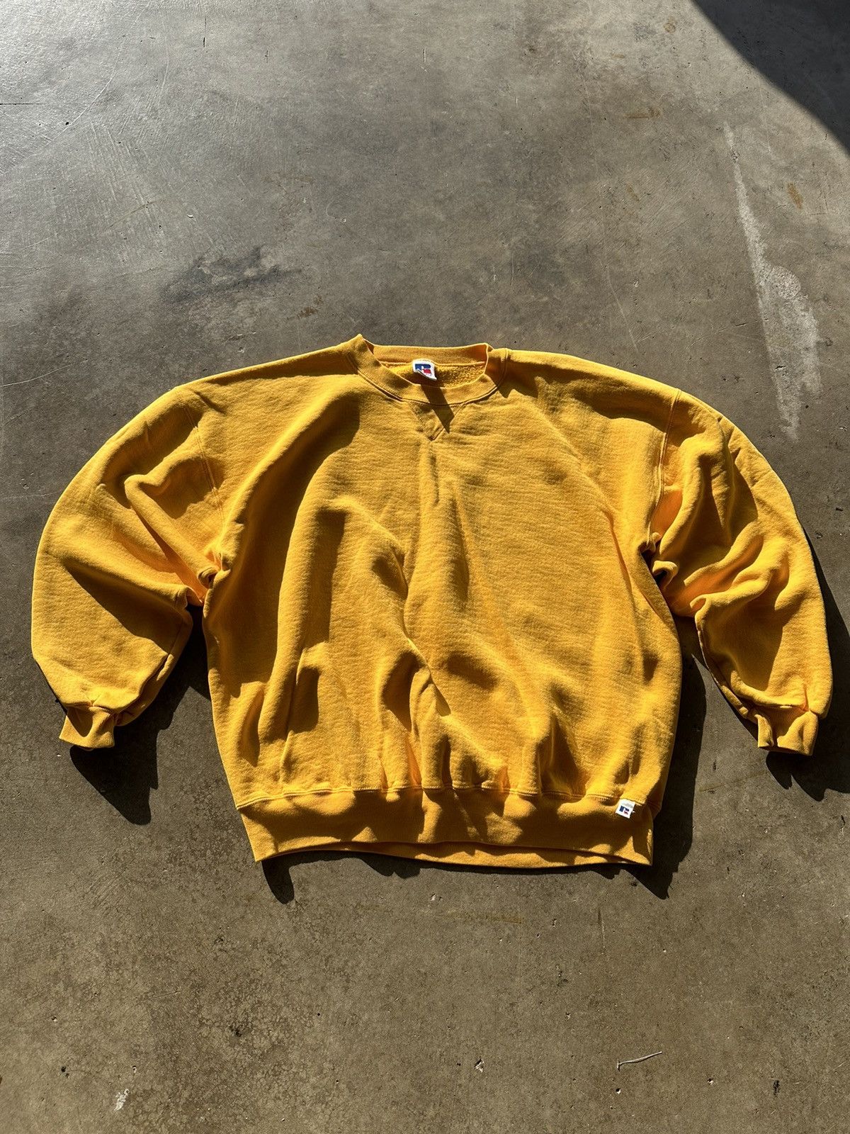 image of 90’S Russell Athletic Yellow Crewneck, Men's (Size 2XL)