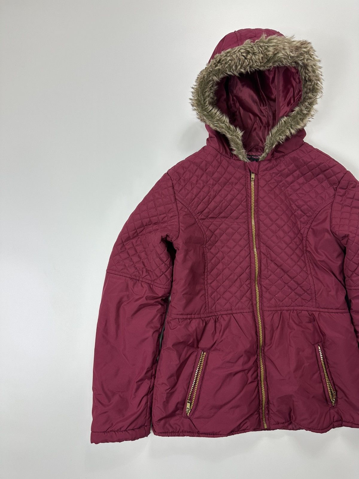 Japanese Brand Faux Fur Style Jacket Women's Zip Hooded Red Size S / US 4 / IT 40 - 3 Thumbnail
