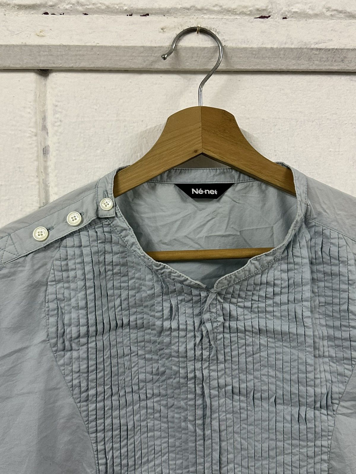 Ne-Net Ne-Net Issey Miyake Ruffle Side Button L/S Shirt Size US L / EU 52-54 / 3 - 4 Thumbnail