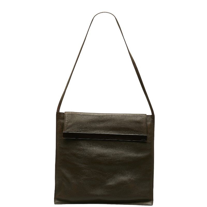 image of Gucci Leather Flap Bag in Brown, Women's
