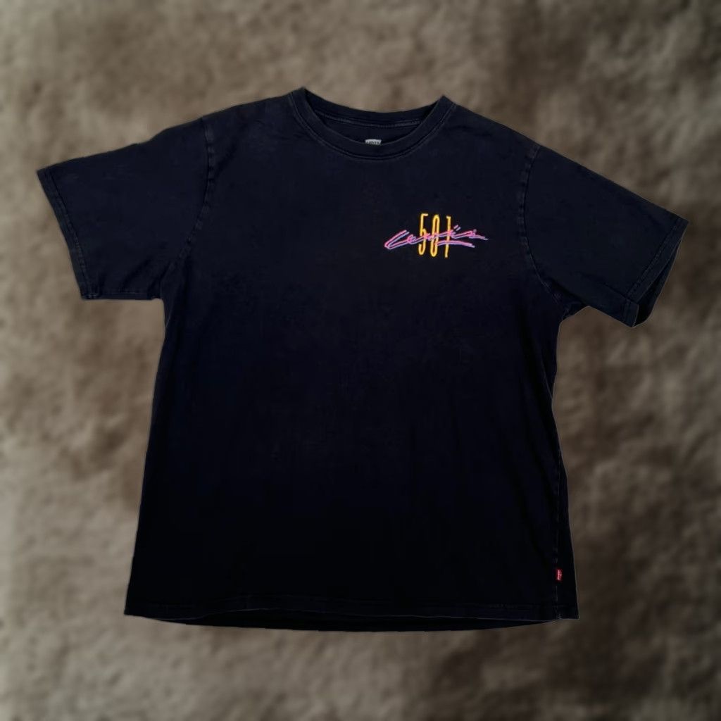 Levi's Levi's 501 T-Shirt Mens Large Black Neon Logo Graphic Retro Relaxed Fit Size US L / EU 52-54 / 3 - 1 Thumbnail