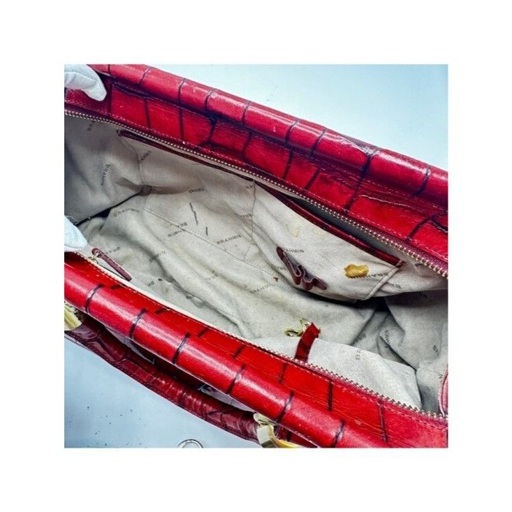 BRAHMIN Brahmin Elegant Crocodile-Embossed Red Leather Satchel Handb Size ONE SIZE - 10 Thumbnail