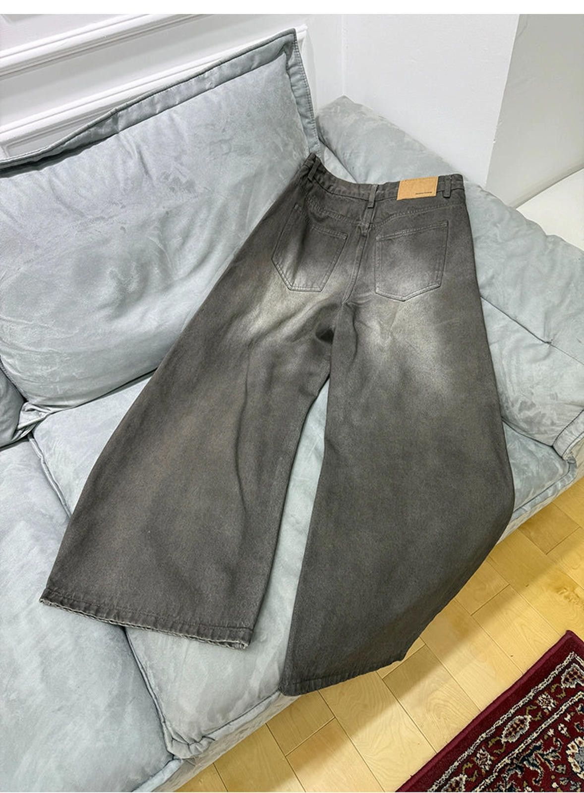 Jean Black Wide Leg Denim Jeans, Baggy Fit Jeans Size US 30 / EU 46 - 7 Thumbnail