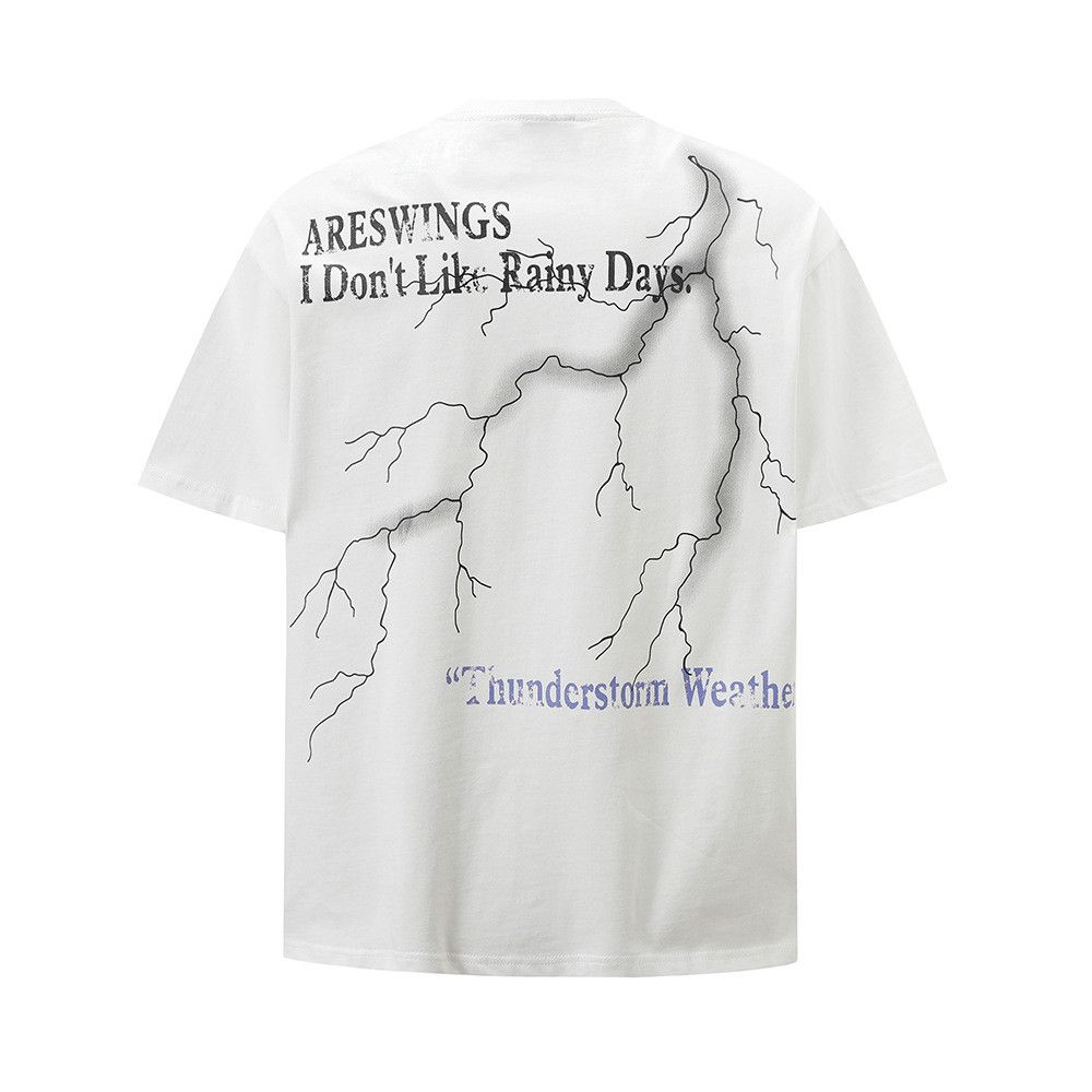 Japanese Brand Men's American Retro Loose-Fit T-Shirt with Lightning Print Size US M / EU 48-50 / 2 - 1 Thumbnail