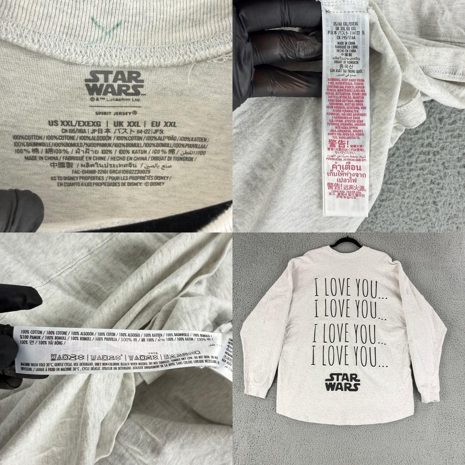 Star Wars Star Wars Spirit Jersey Womens 2XL Gray Long Sleeve Millennium Falcon I Love You Crew Neck Size XXL / US 16-18 / IT 52-54 - 8 Thumbnail
