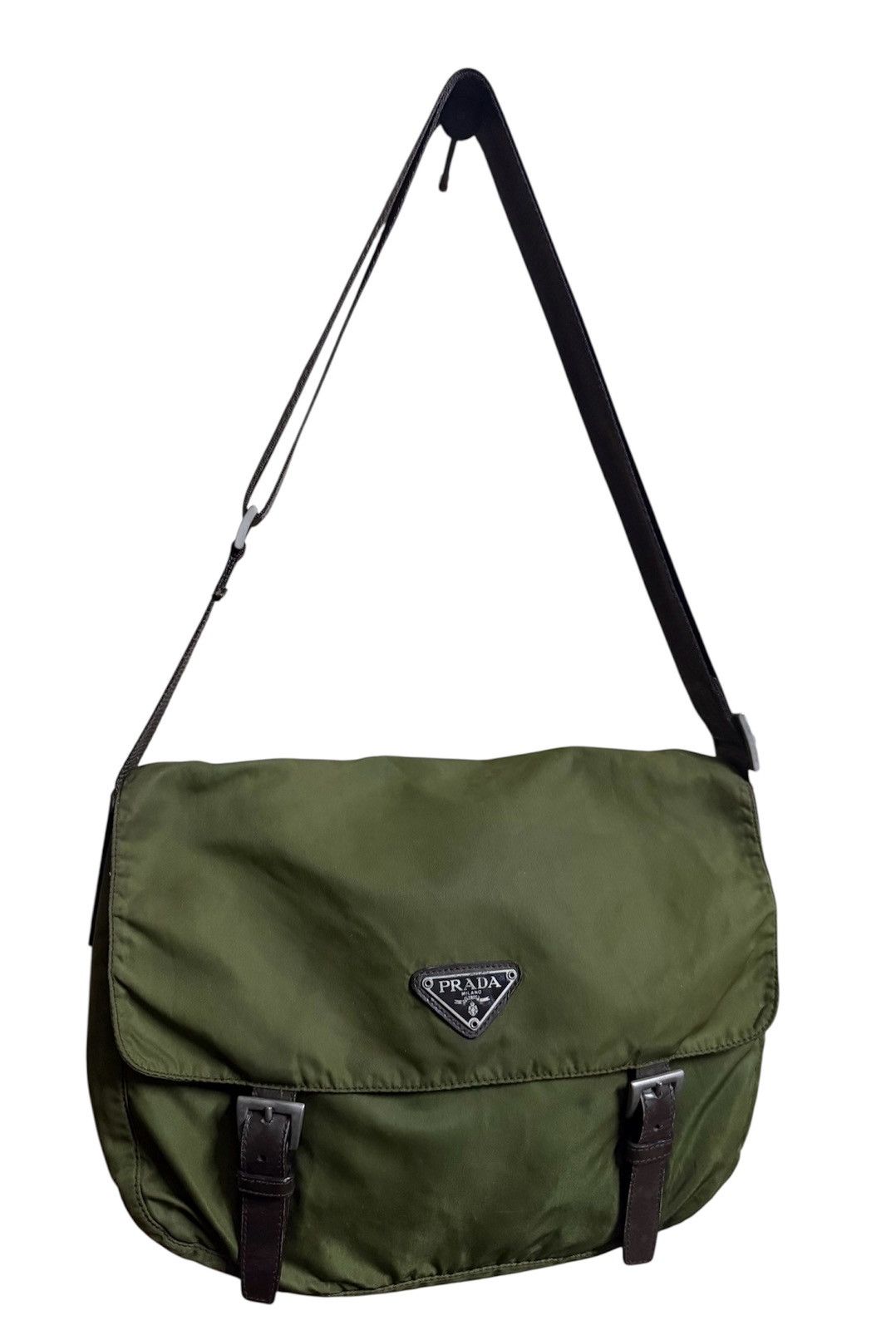 Prada Prada Nylon Messenger Bag Green Color Leather Size ONE SIZE - 2 Thumbnail