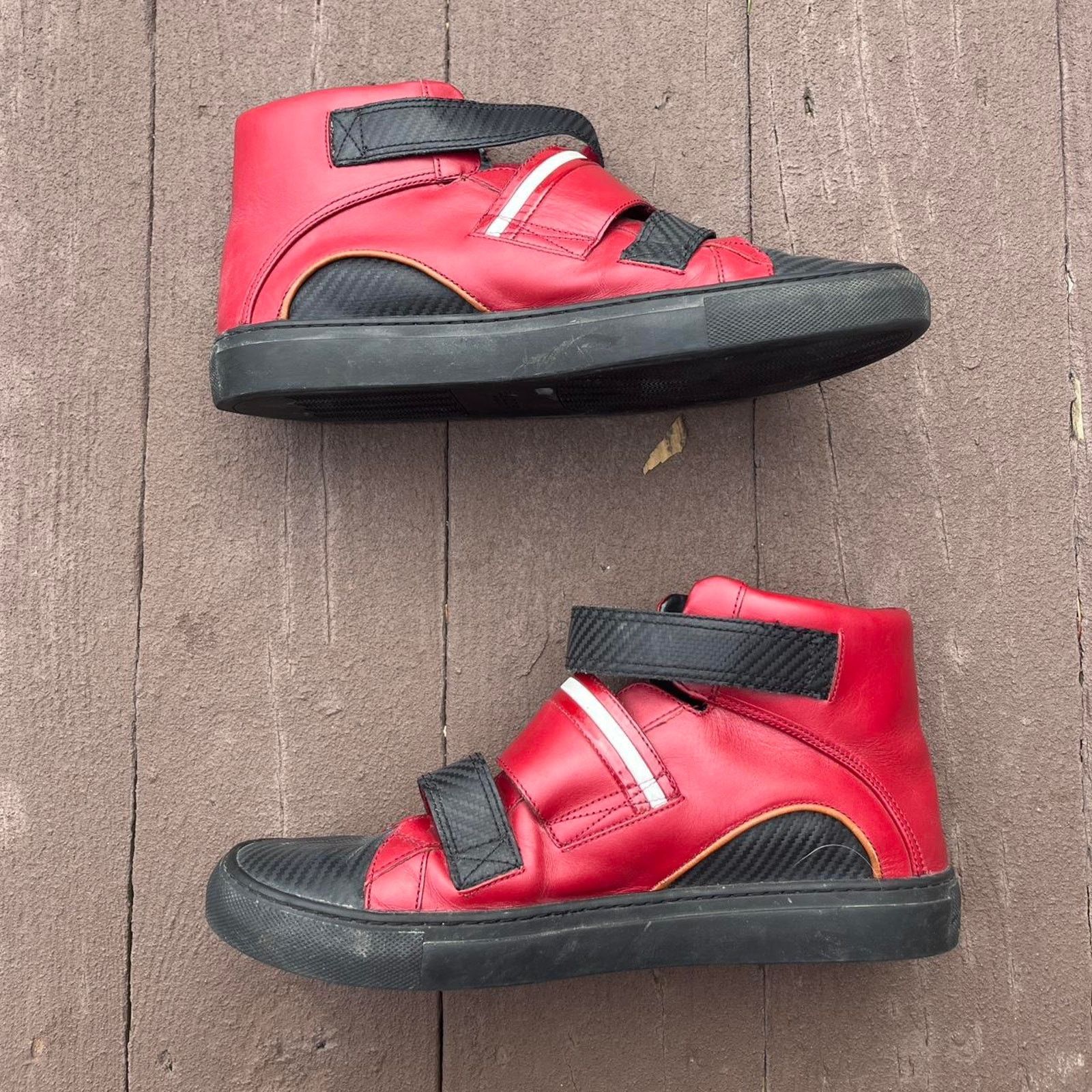 Bally Red and Black Bally Luxury Leather High Top Sneakers Size US 10 / EU 43 - 2 Thumbnail