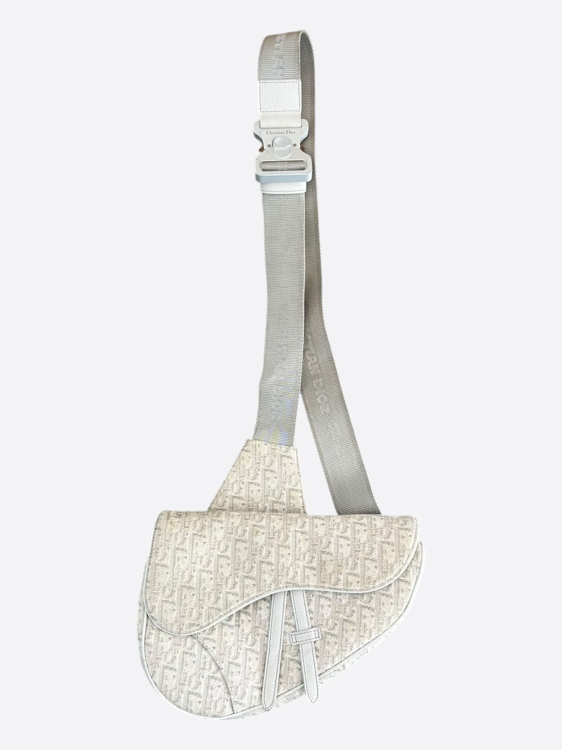 Dior Dior White & Grey Oblique Saddle Bag Size ONE SIZE - 1 Thumbnail
