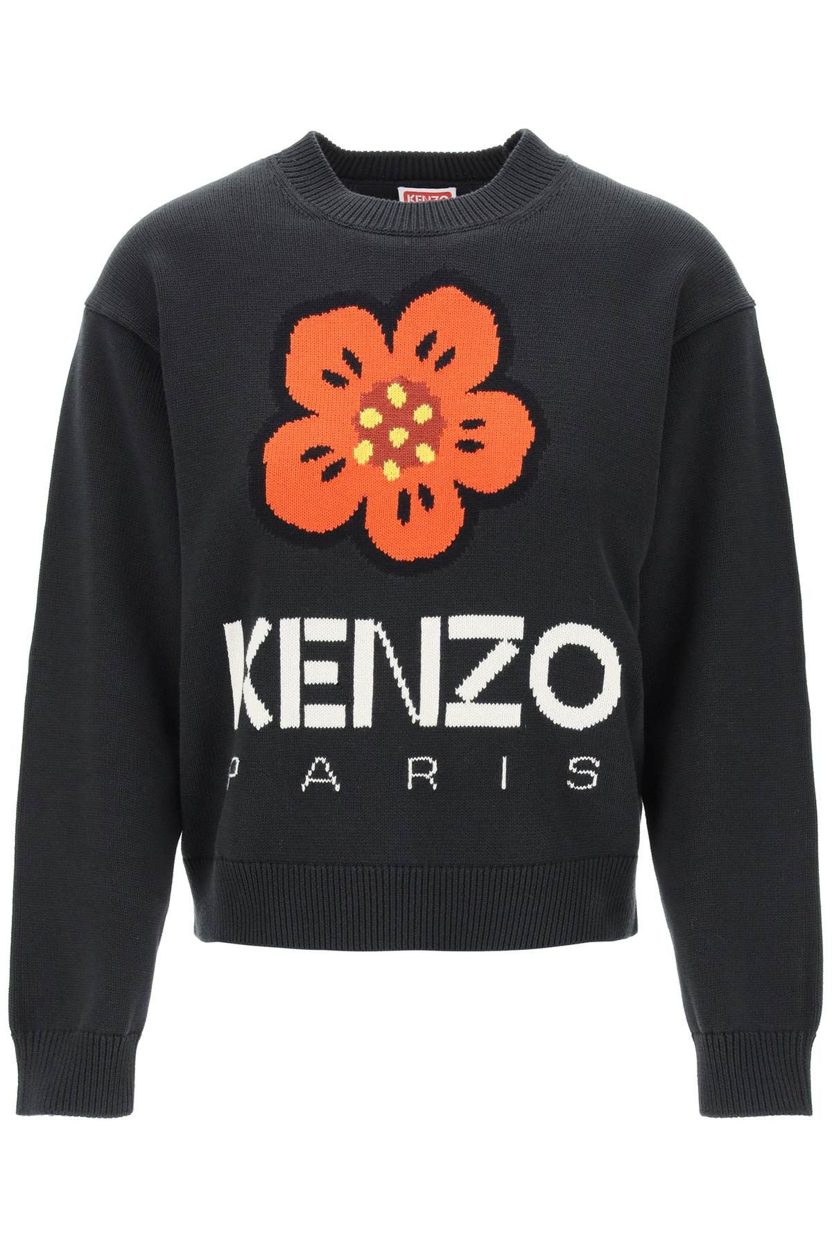 image of Kenzo Bokè Flower Sweater In Organic Cotton in Black, Women's (Size Small)