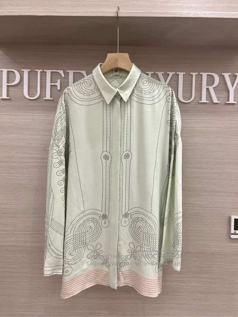Hermes Hermes Mint Green Silk Shirt Size XXS / US 00 / IT 34 - 1 Thumbnail