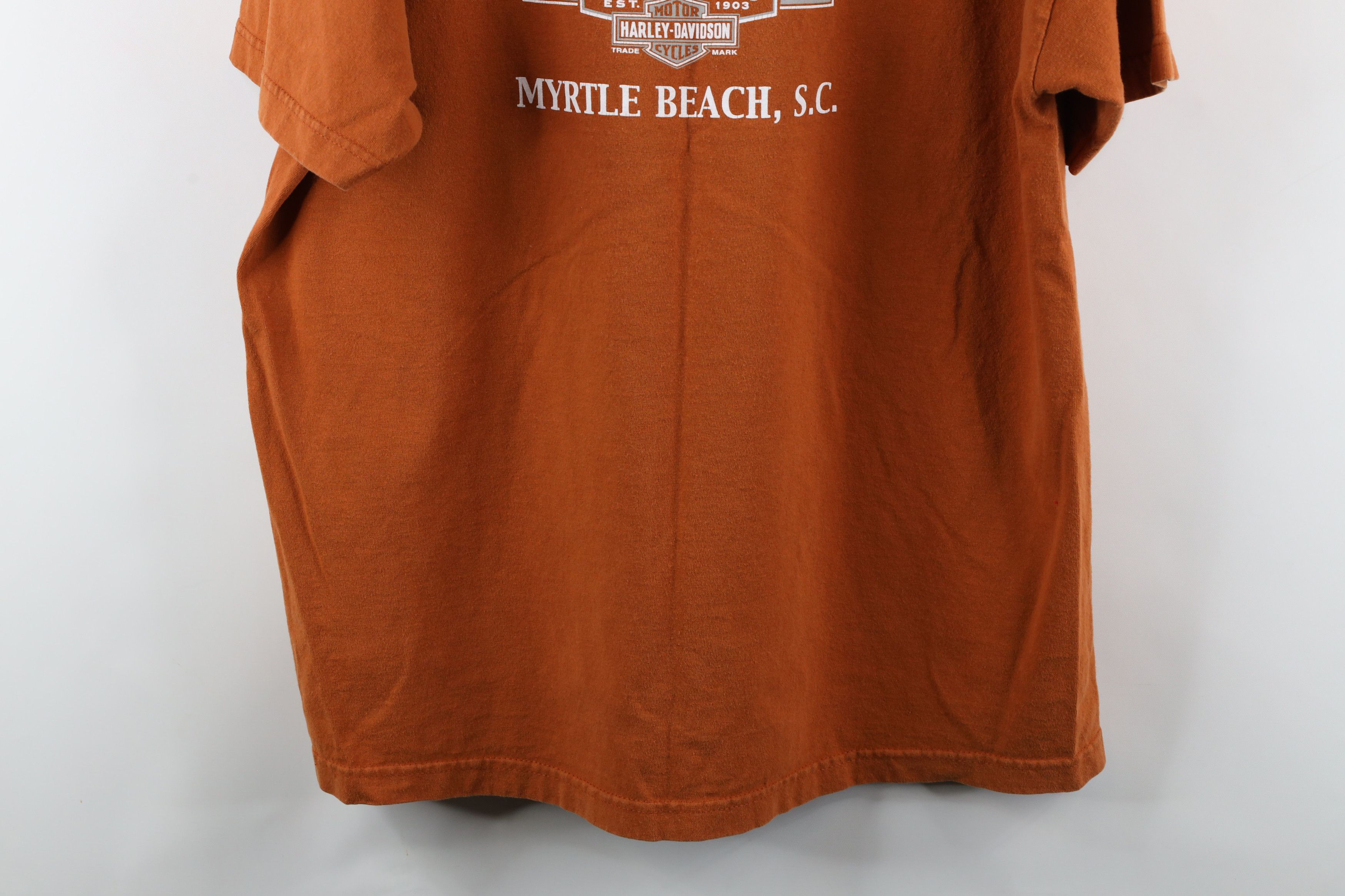 Harley Davidson × Vintage Vintage Y2K Harley Davidson Spell Out Eagle T-Shirt Orange Size US XL / EU 56 / 4 - 13 Thumbnail
