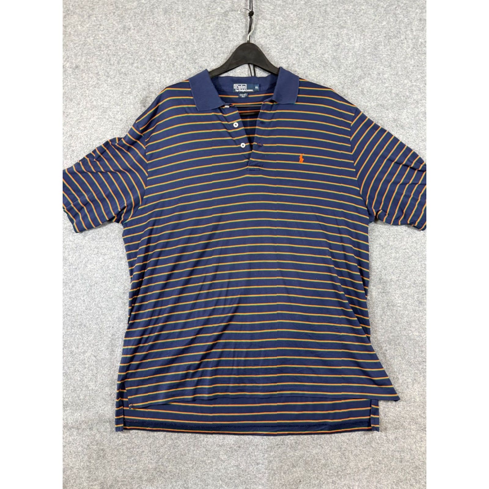 Polo Ralph Lauren Polo Ralph Lauren Polo Shirt Mens XL Blue Orange Striped Pima Cotton Performance Short Sleeve Size US XL / EU 56 / 4 - 3 Thumbnail