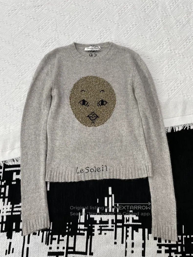 Dior Dior Grey face cashmere sweater Size XXS / US 00 / IT 34 - 1 Thumbnail