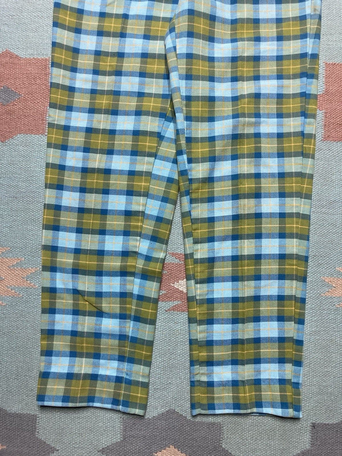 Vintage 60s 70s knit dress pants plaid checkered disco men’s 31x27 Size US 31 - 2 Thumbnail
