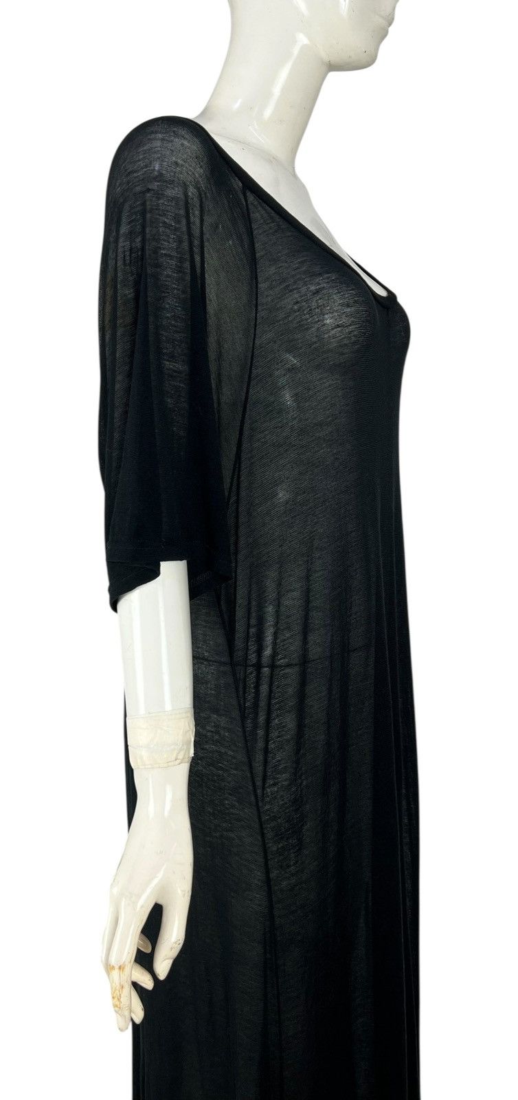 Yohji Yamamoto Yohji Yamamoto SS03 Sheer Black Cotton Jersey Maxi Dress Size L / US 10 / IT 46 - 4 Thumbnail