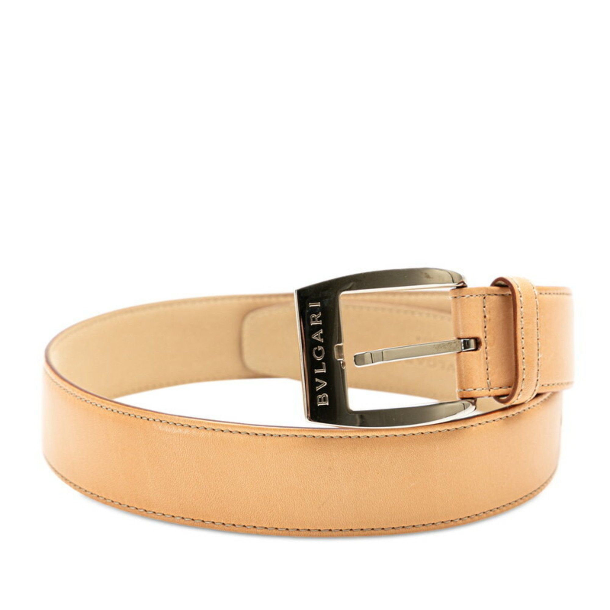 Bvlgari BVLGARI Men's Beige Leather Belt Size ONE SIZE - 1 Thumbnail