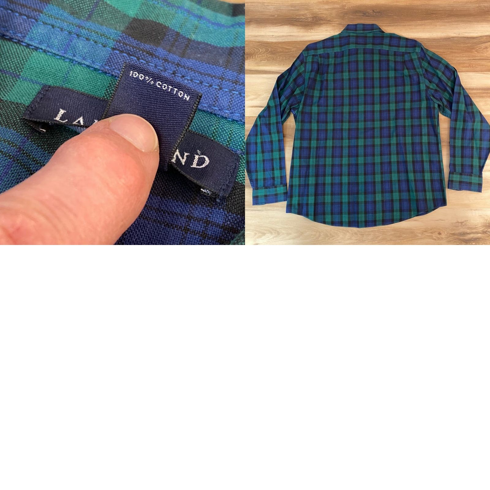 Lands' End Lands' End Oxford Shirt Mens Large Button-Down Plaid Tartan Blackwatch Cotton Flannel Long Sleeve Chest Pocket Casual Button-Up Classic Collar-Down Size US L / EU 52-54 / 3 - 8 Thumbnail