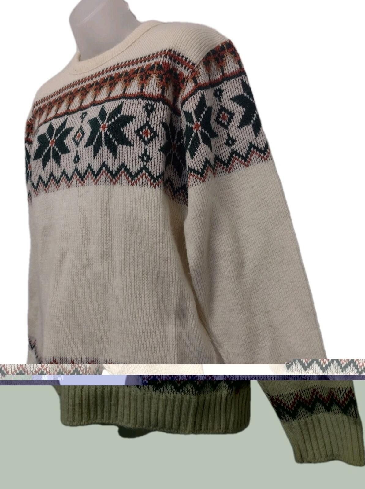 Other 80s McBriar Fair Isle Sweater M Cream Rust Green Nordic Knit Size US M / EU 48-50 / 2 - 2 Thumbnail
