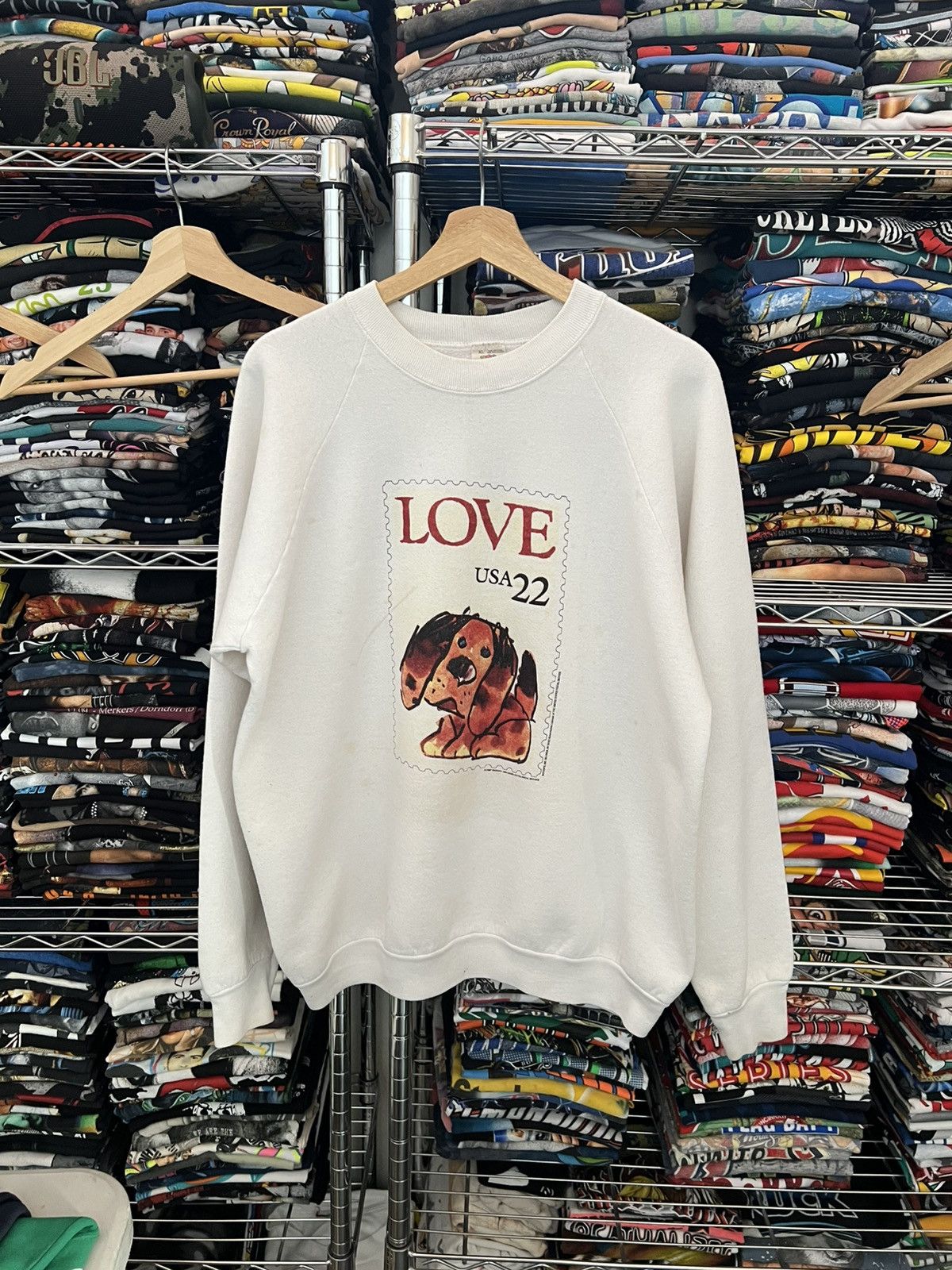 Fruit Of The Loom 80s USPS Dog Stamp Love USA Postal Crewneck Size US XL / EU 56 / 4 - 1 Thumbnail
