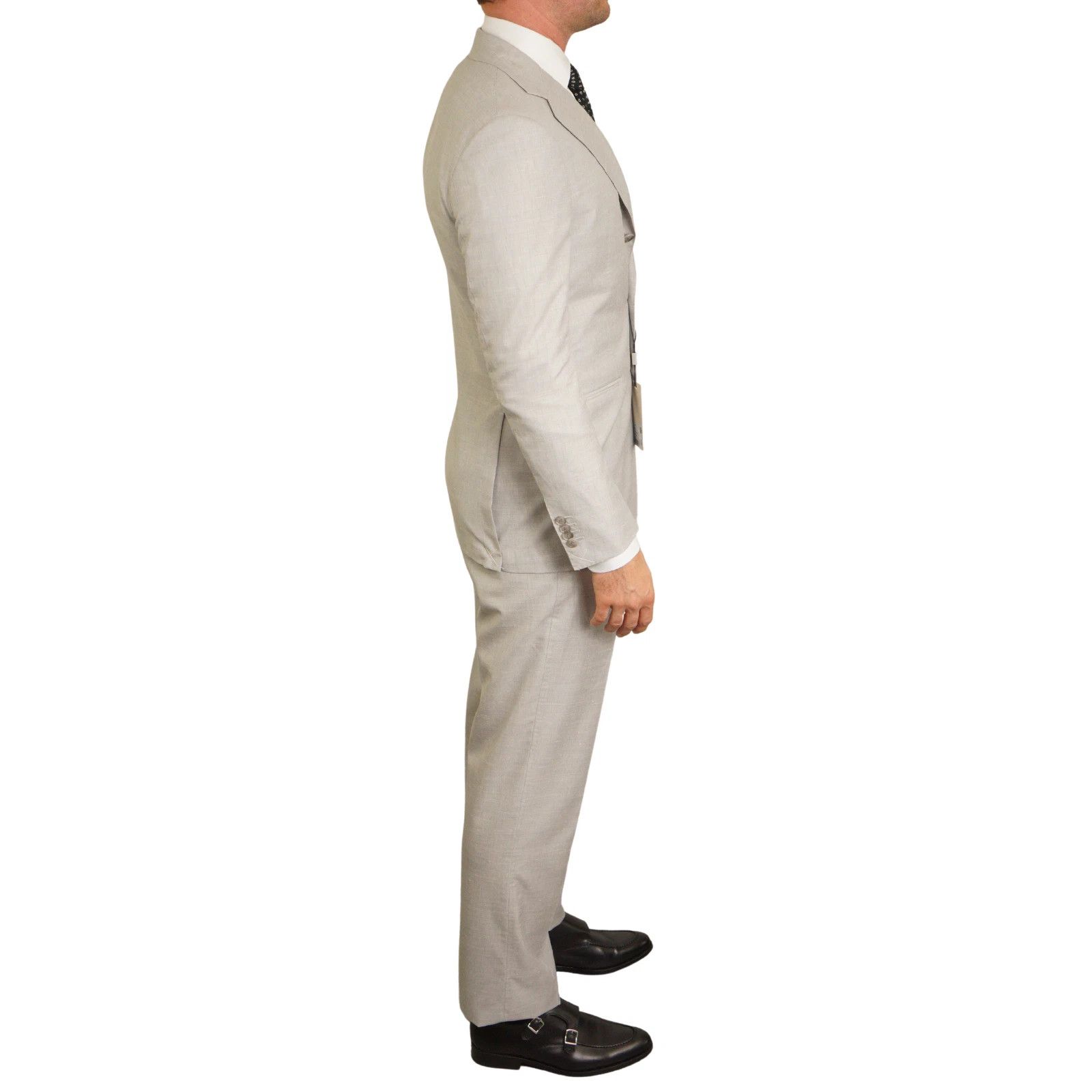 Suitsupply Men Suitsupply Suit Havana Jetted Mid Grey Wool & Linen US34 Size 34R - 2 Thumbnail
