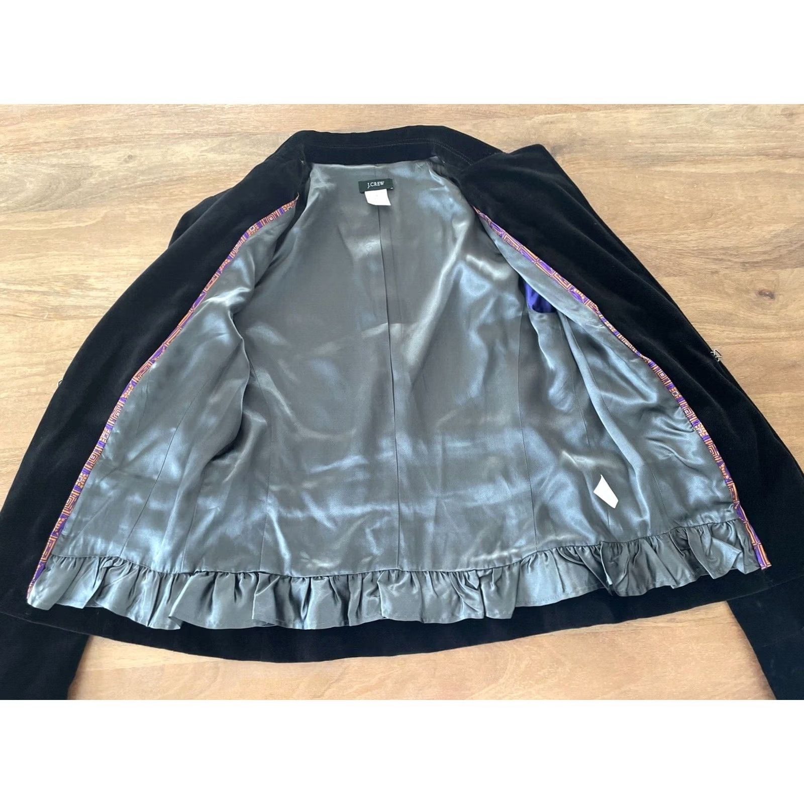 J.Crew VINTAGE J. Crew Velour Blazer Womens 4 Black Sport Jacket Office Career Preppy Size S / US 4 / IT 40 - 5 Thumbnail