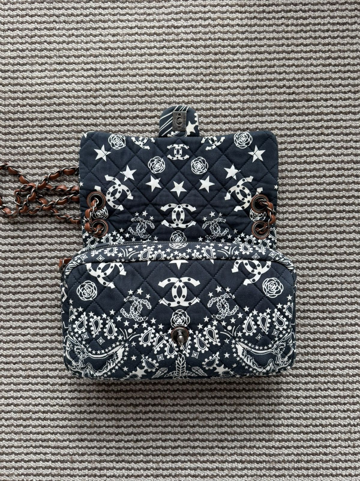 Chanel Chanel 14A Canvas Paris-Dallas Navy Bandana Classic Flap Bag Size ONE SIZE - 2 Thumbnail
