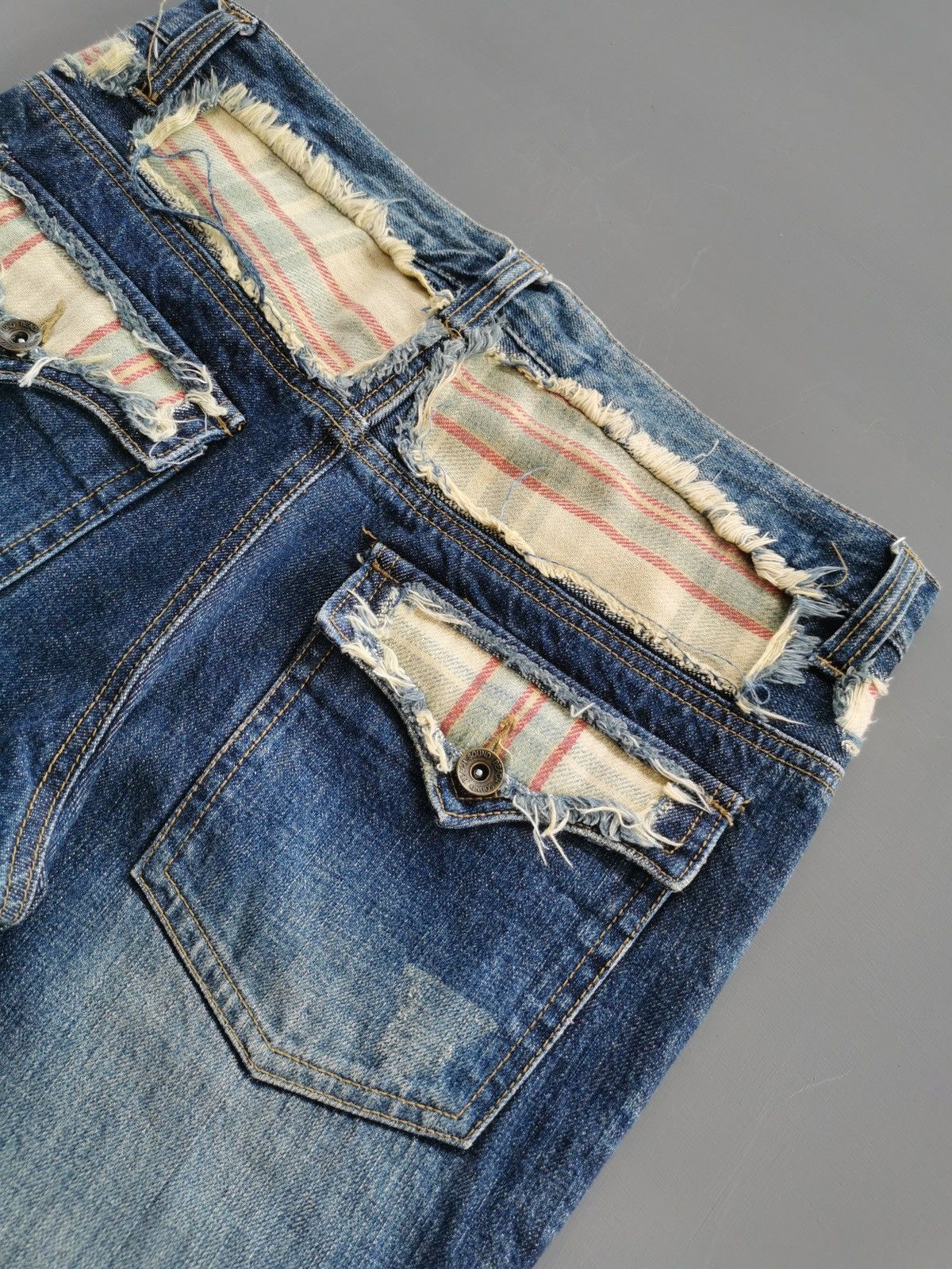 Japanese Brand Beach Sound Distressed Patchwork Reworked Jeans Size US 31 - 2 Thumbnail