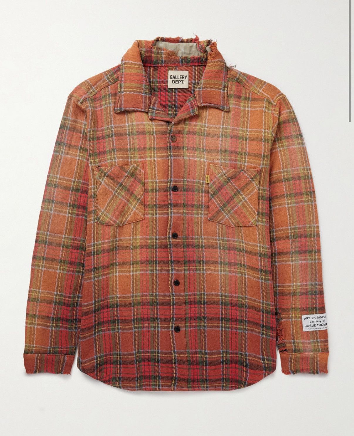 Gallery Dept. Gallery Dept Marley Distressed Checked Cotton-Flannel Shirt Size US XL / EU 56 / 4 - 18 Thumbnail