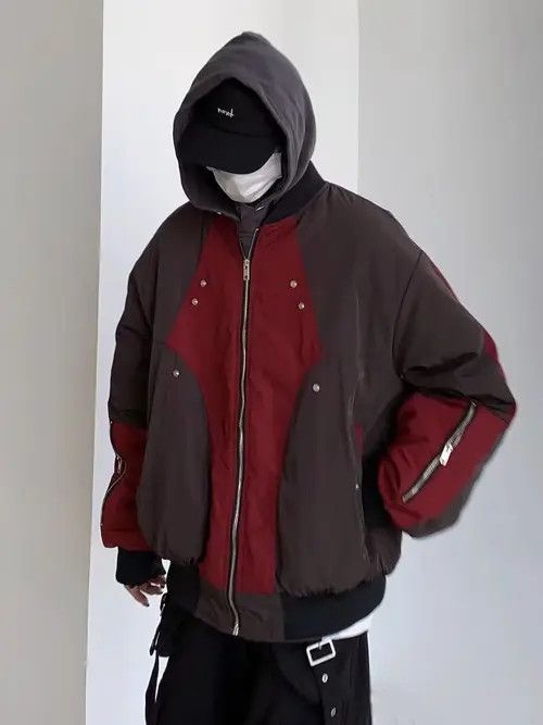 Other Himejima x Nanae Red Patchwork Bomber Jacket Size US M / EU 48-50 / 2 - 1 Thumbnail
