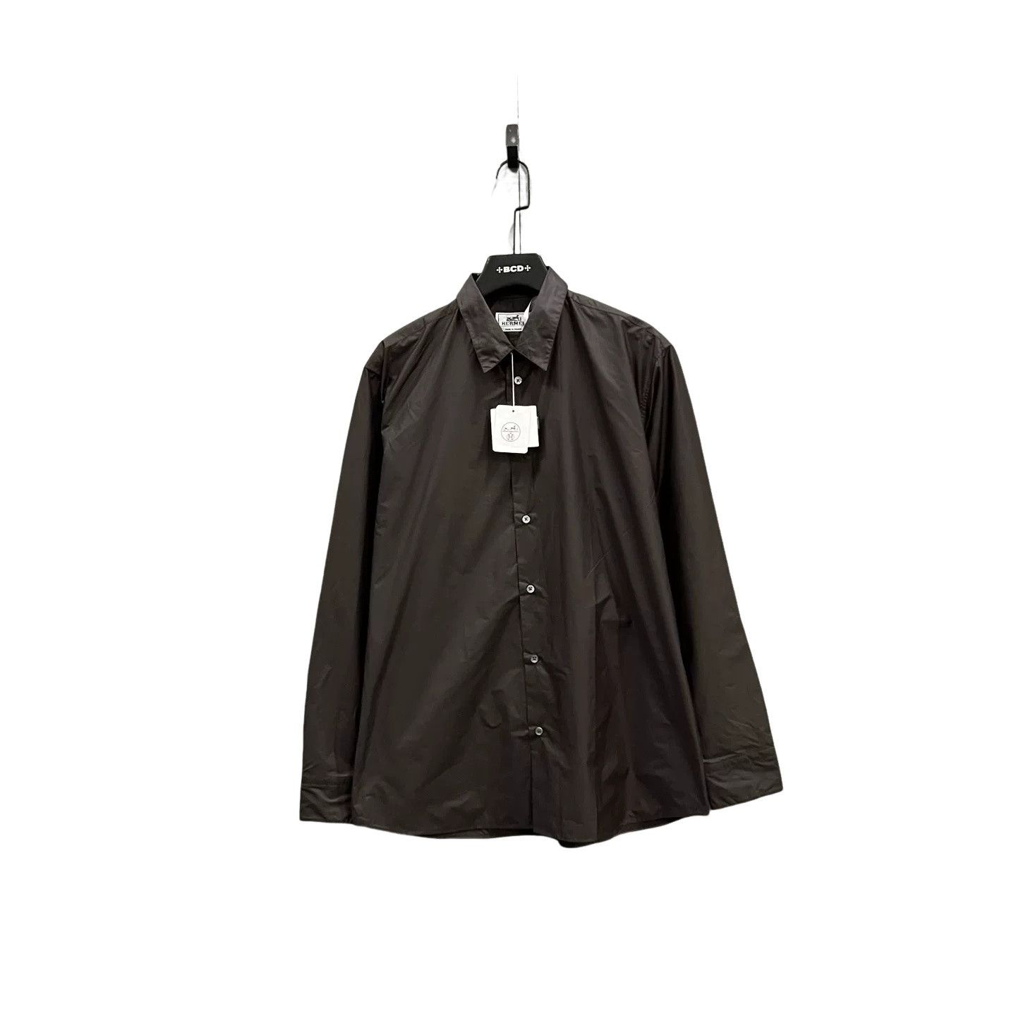 Hermes Hermes Brown Cotton Blend Long Sleeve Shirt US L Size US L / EU 52-54 / 3 - 1 Thumbnail