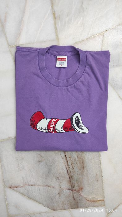 Supreme cat in outlet the hat tee purple