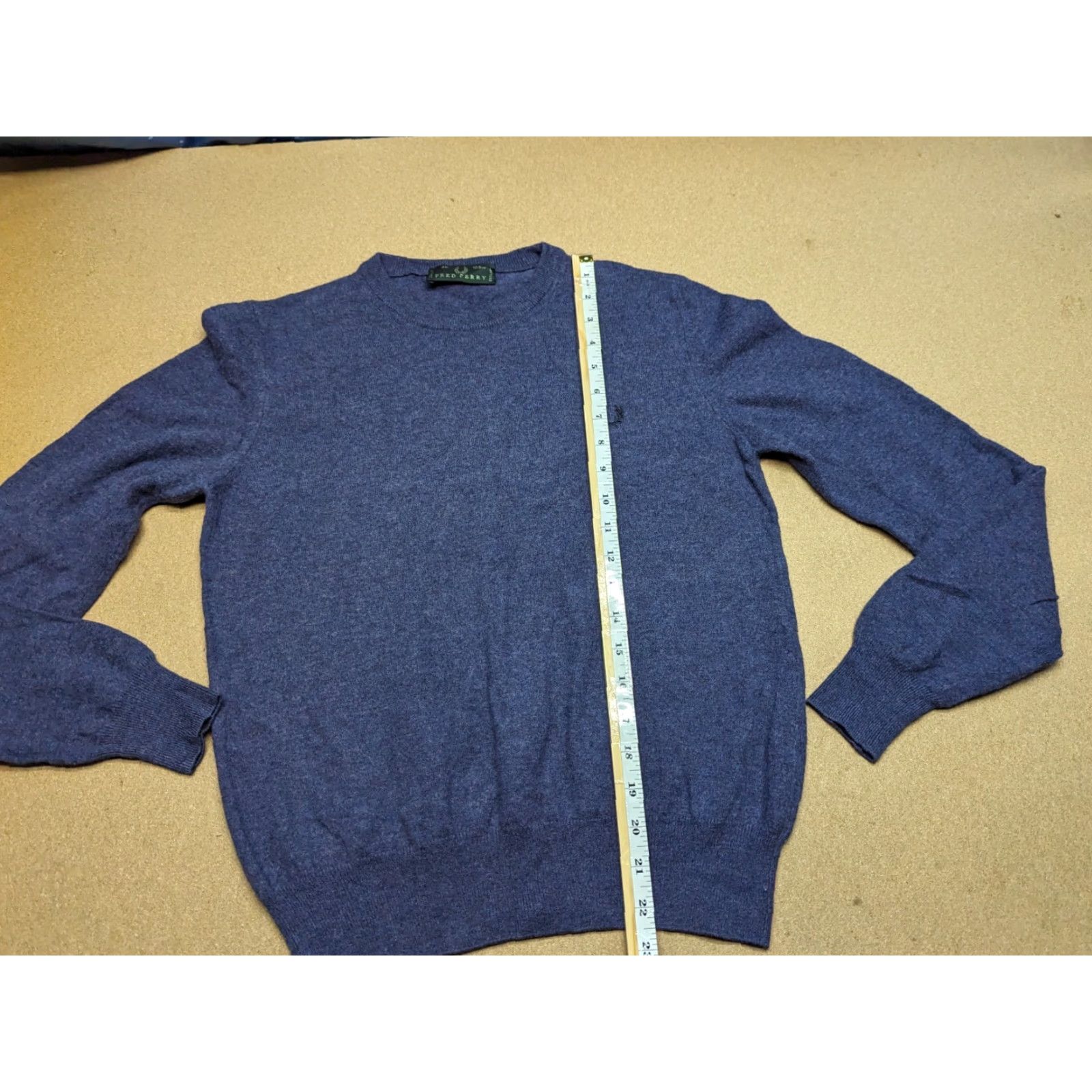 Fred Perry Fred Perry Mens Blue Sweater Wool Fleece Pullover Crewneck 40 / 102 cm Knit Jumper Casual Mens Size US L / EU 52-54 / 3 - 5 Thumbnail