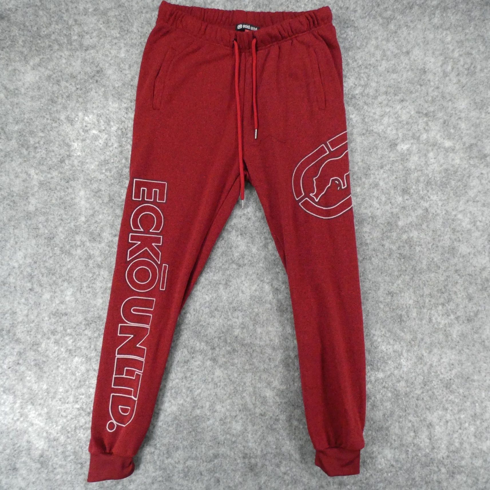 Ecko Unltd. Ecko Unltd Pants Mens M Fleece Jogger Red Drawstring Logo Spell Out Size US 31 - 2 Thumbnail
