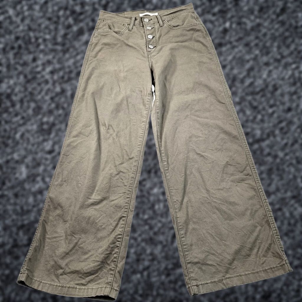 Levi's Levi's Mile High Cropped Wide-Leg Jeans Womens 27 Green High Rise Stretch Denim 5-Pocket Size 27" / US 4 / IT 40 - 1 Thumbnail