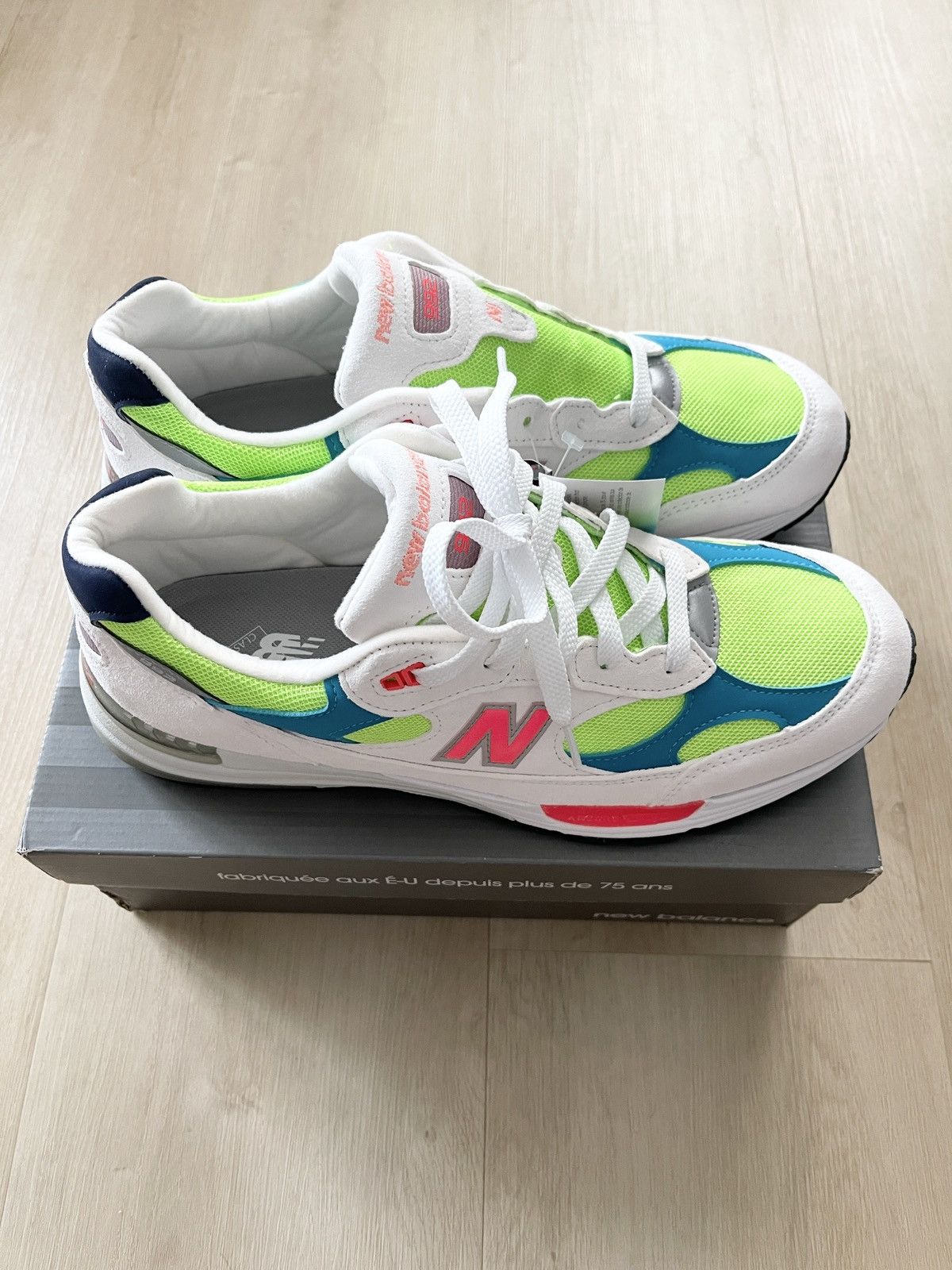New Balance RARE! New Balance 992 Made in USA White Neon - Size 12 Size US 12 / EU 45 - 2 Thumbnail