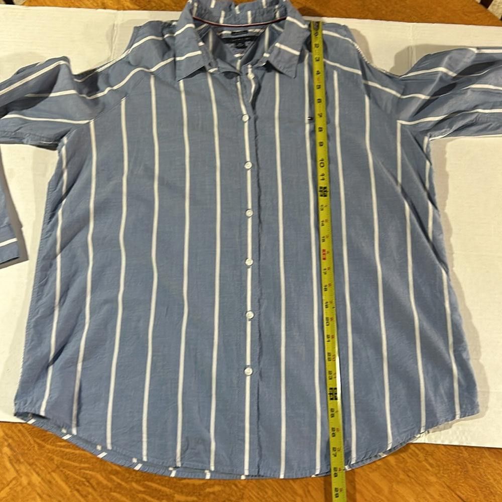 Tommy Hilfiger Tommy Cold Shoulder Stripe Chambray Button Down, XXL Size XXL / US 16-18 / IT 52-54 - 8 Thumbnail
