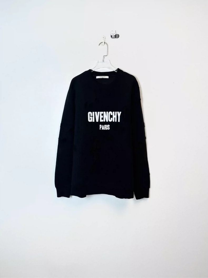 Givenchy Givenchy Black Large Destroyed Logo Hoodie (S Size) Size US S / EU 44-46 / 1 - 1 Thumbnail