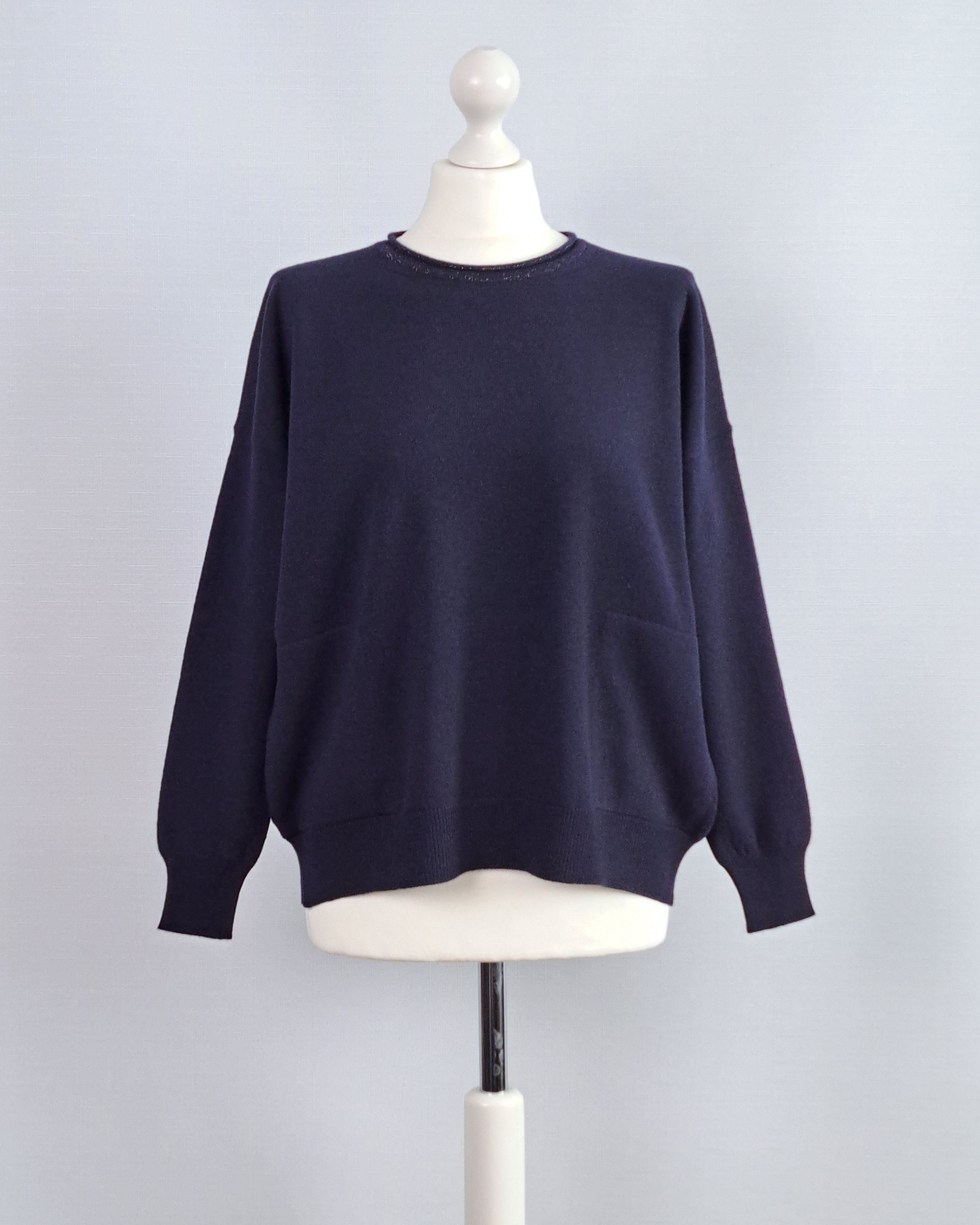 Peserico Cappellini wool/cashmere dark blue pullover. Size 42IT. Size M / US 6-8 / IT 42-44 - 1 Thumbnail
