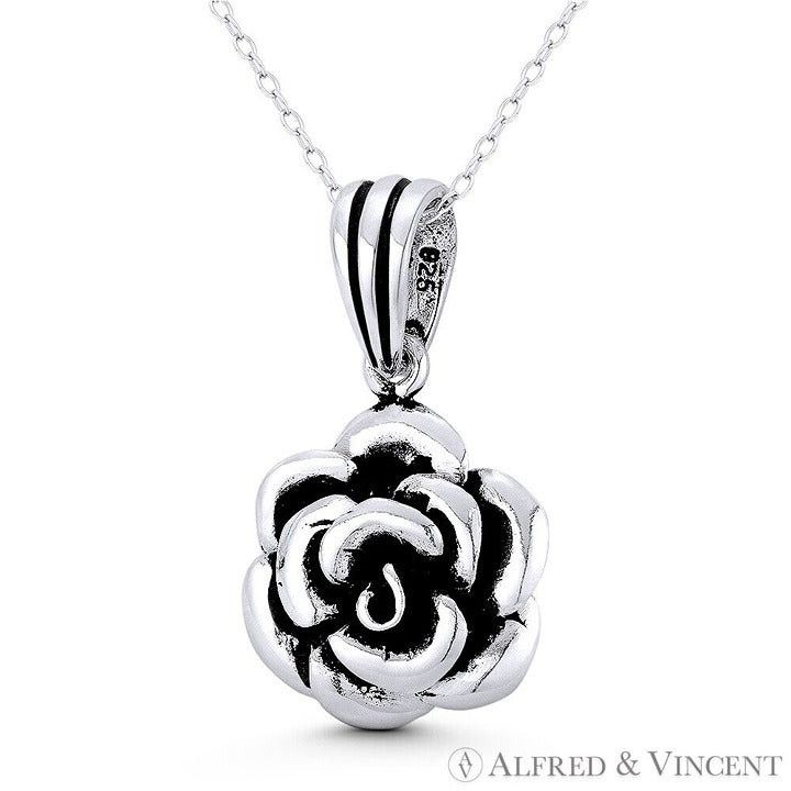 Other Rose Flower Charm Pendant in Oxidized .925 Sterling Silver Size ONE SIZE - 1 Preview