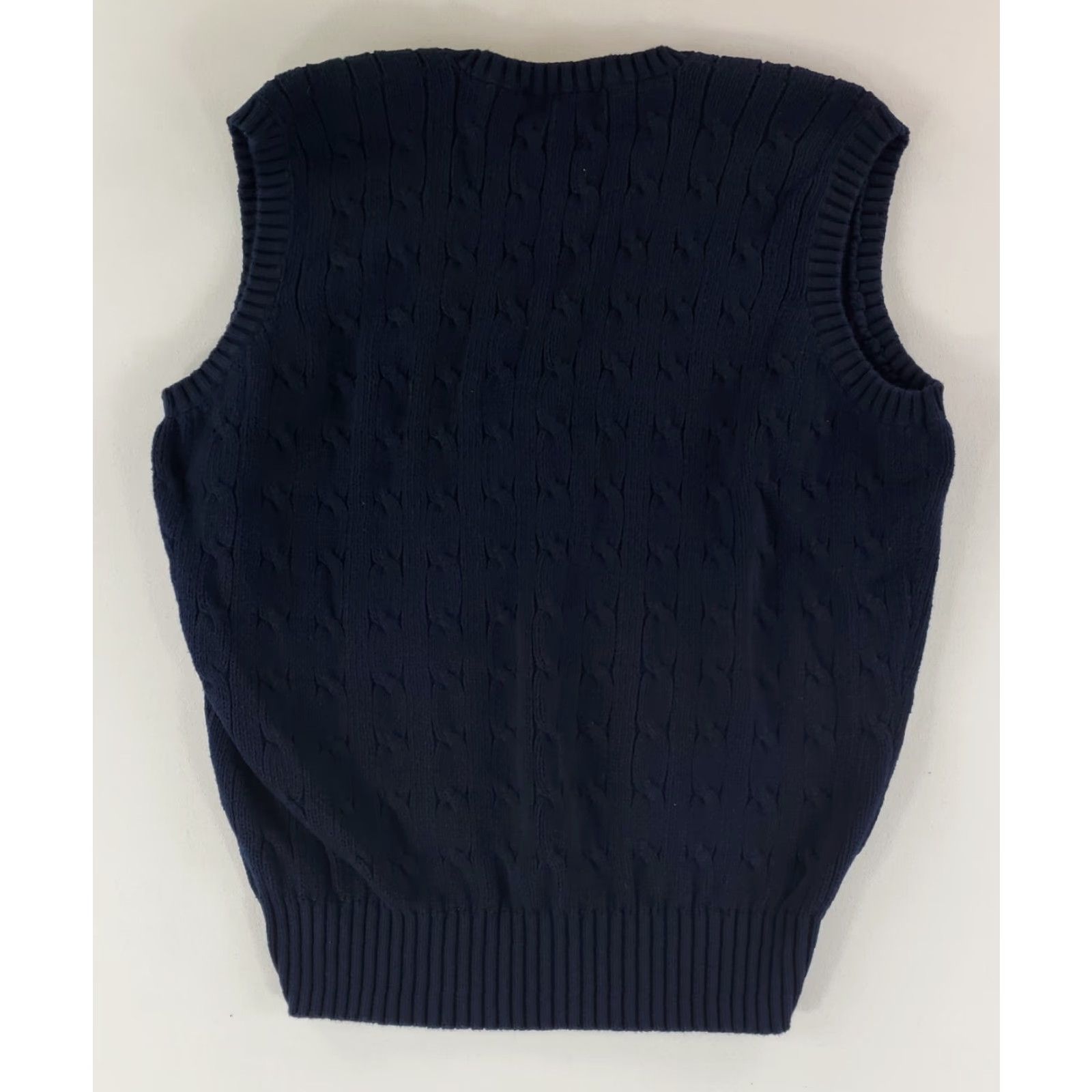 Polo Ralph Lauren Polo Ralph Lauren Vest Men L Cable Knit Navy Blue Crest Polo Golf Sweater Vest L Mens Navy Crest Cable Knit Blue Size US L / EU 52-54 / 3 - 4 Thumbnail