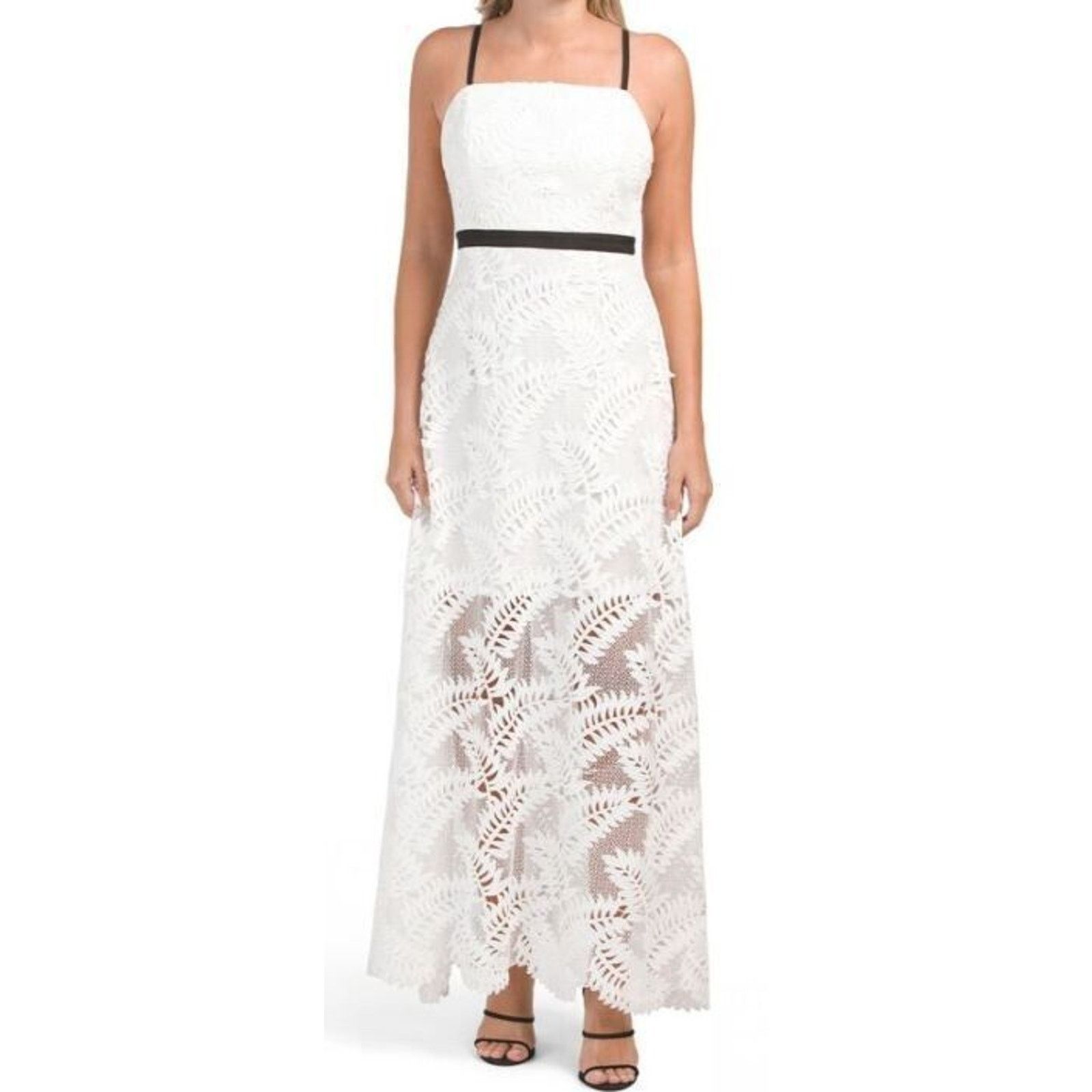 NWT MILLY Leighton White Palm Lace Maxi Dress Size 8 $475