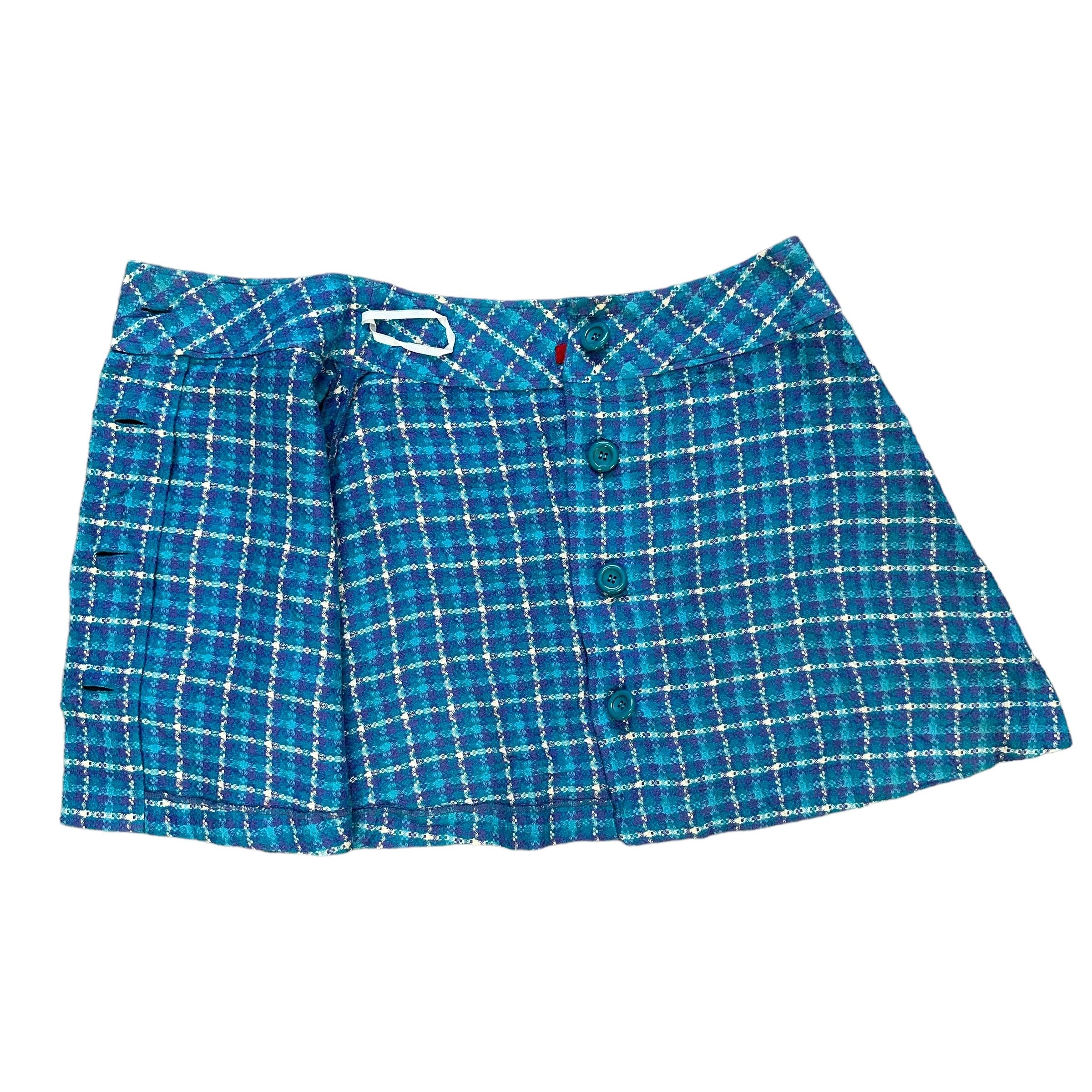 Japanese Brand ALGONQUINS Blue Tweed Tartan Mini Skirts #A33-0753 Size 25" / US 0 / IT 36 - 4 Thumbnail