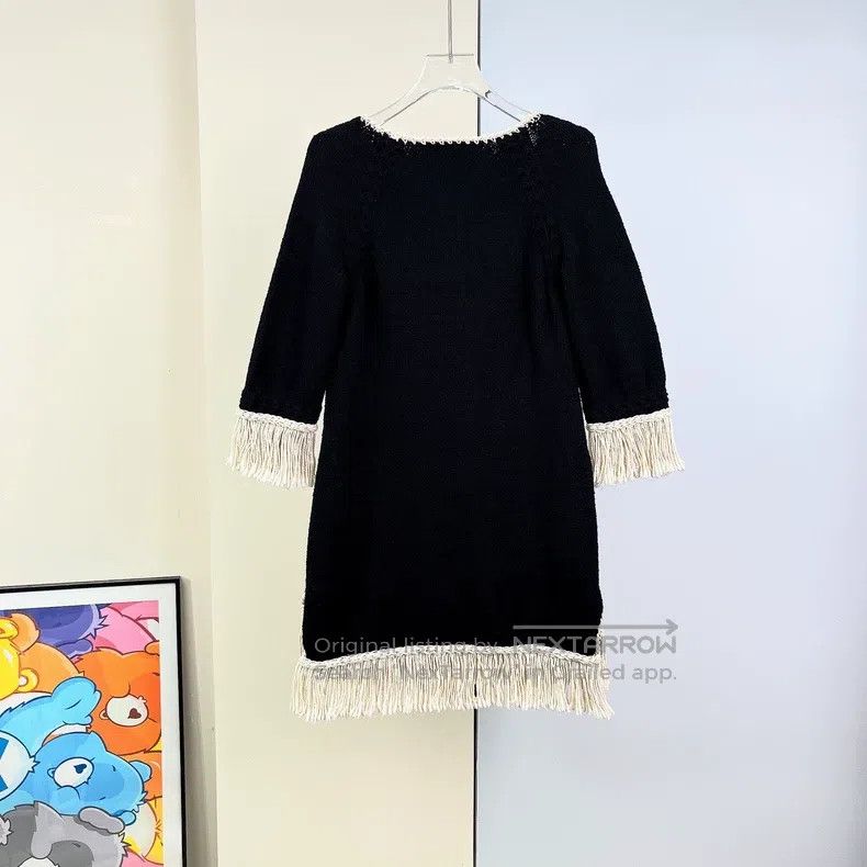 Chanel Chanel Black knitted tassel dress Size XXS / US 00 / IT 34 - 2 Thumbnail