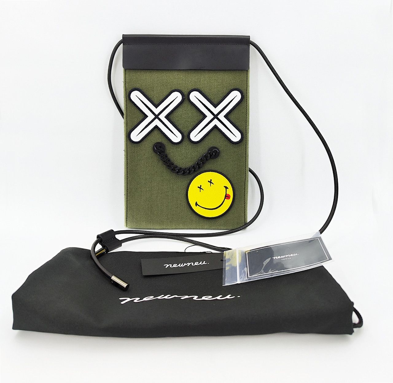 NEWNEU sling bag JAPAN brand army green based with patches
