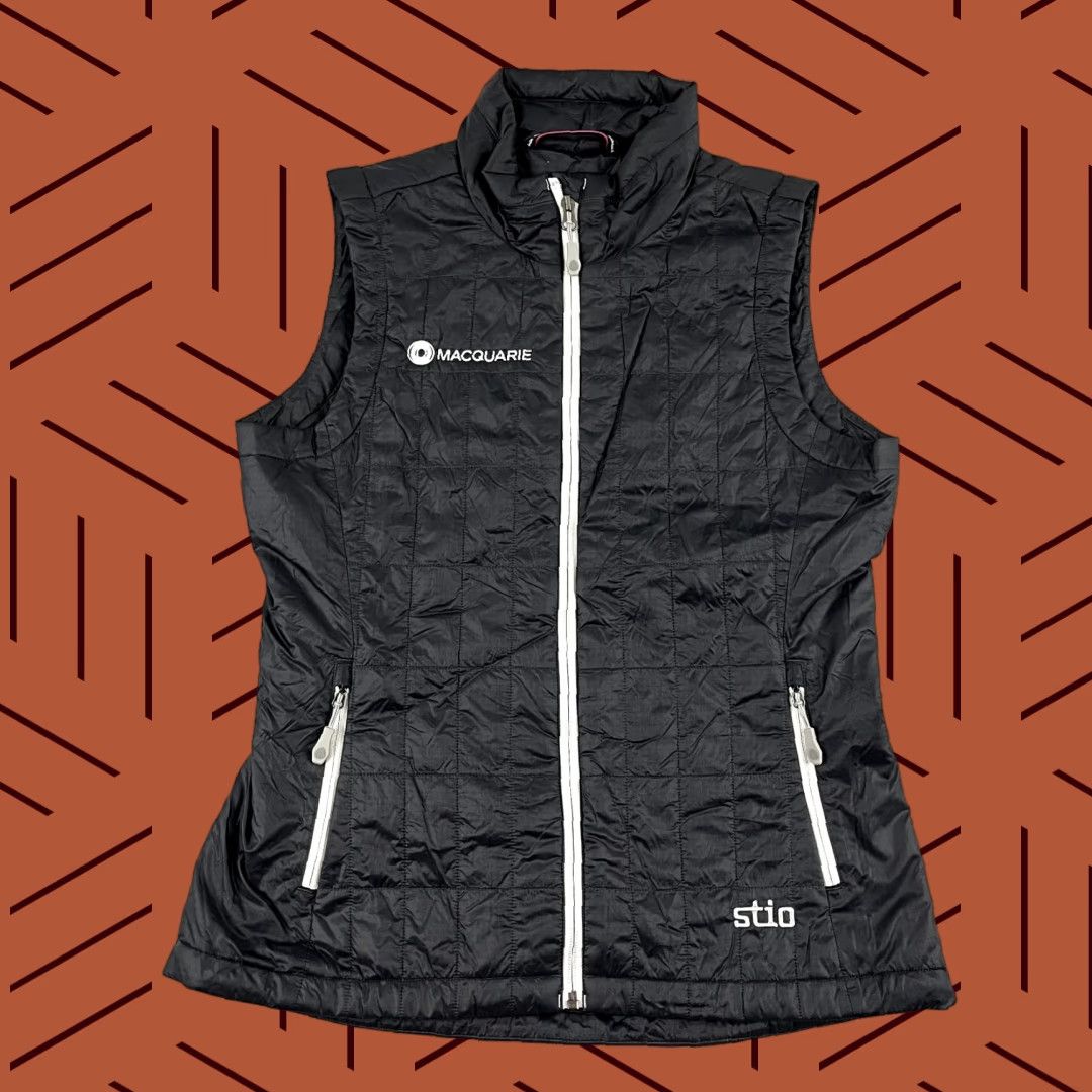 STIO Vest Medium Boundary Black Azura Lightweight Quilted Full Zip Nylon Womens