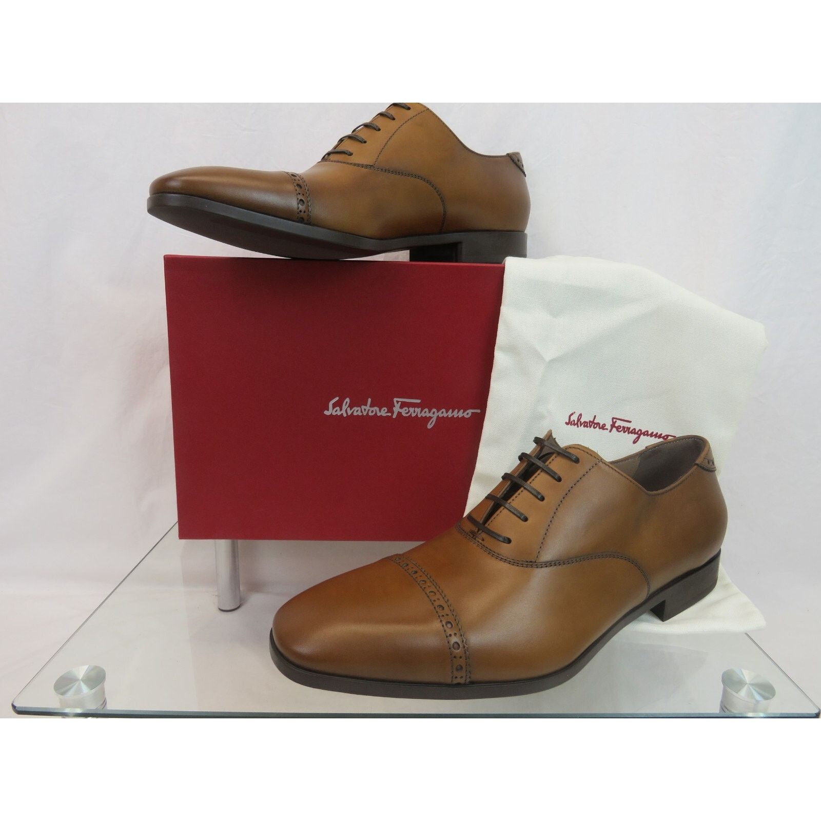 Salvatore Ferragamo FERRAGAMO BOSTON BROWN BROGUE LEATHER GANCINI OXFORDS 10.5 E Size US 11.5 / EU 44-45 - 5 Thumbnail