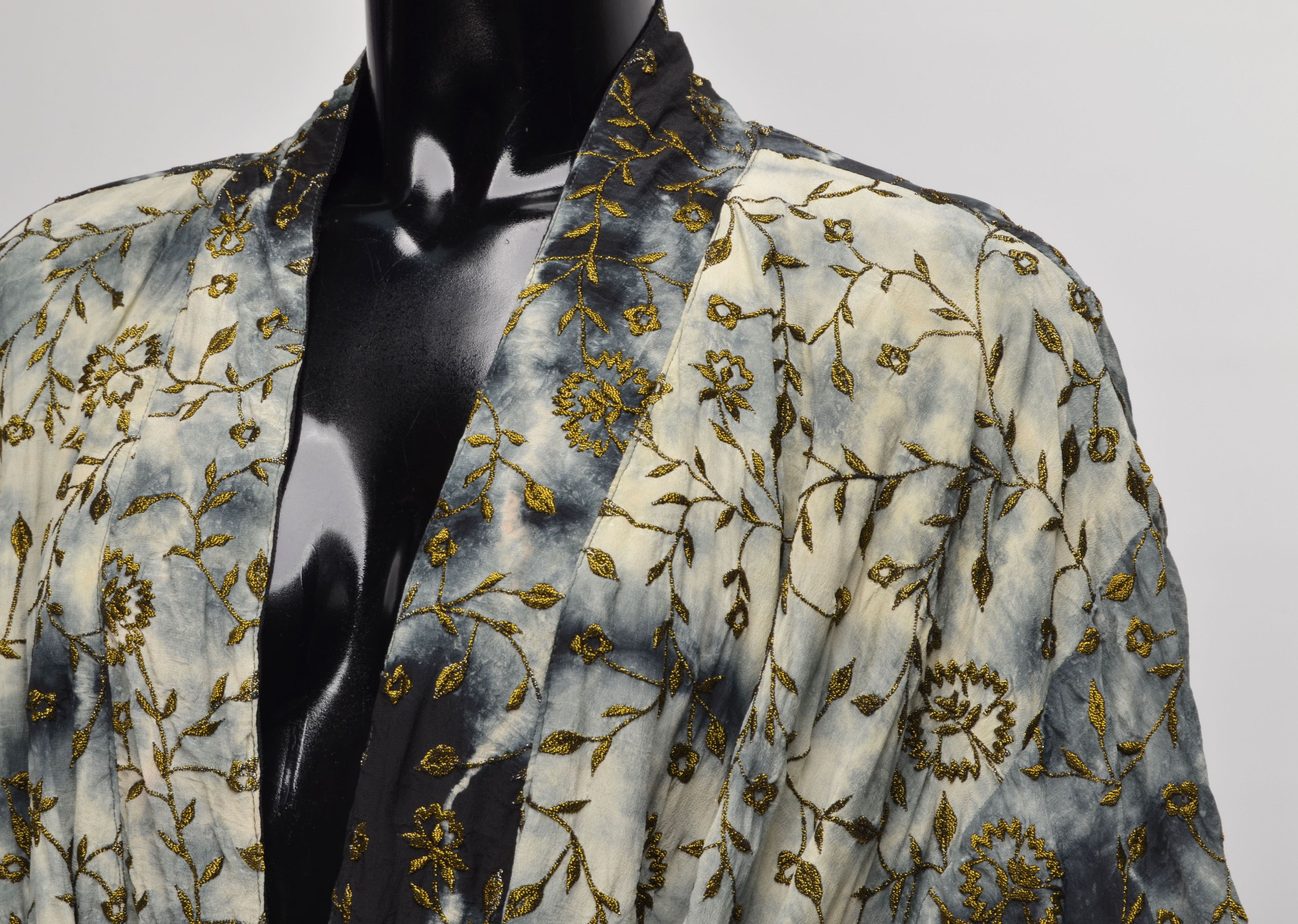 Other Cofur Denmark Tie Dye Full Embroidered Silk Bardot Kimono Size ONE SIZE - 4 Thumbnail